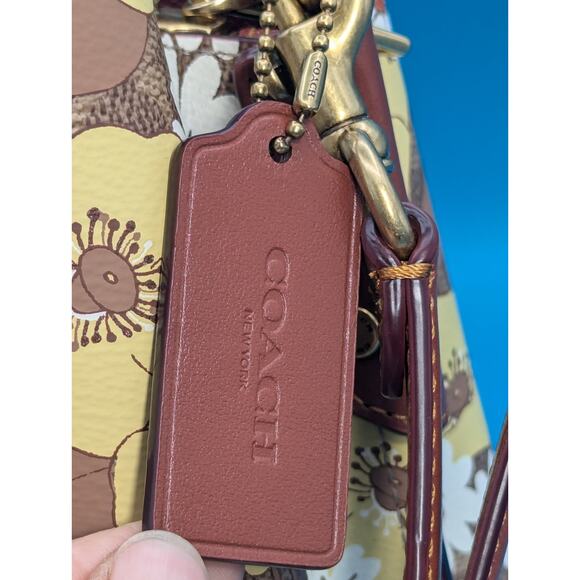 COACH FLORAL DAISY PRINT C9722 WILLOW BUCKET BAG SIG CANVAS TAN/RUST $395 - Picture 12 of 16